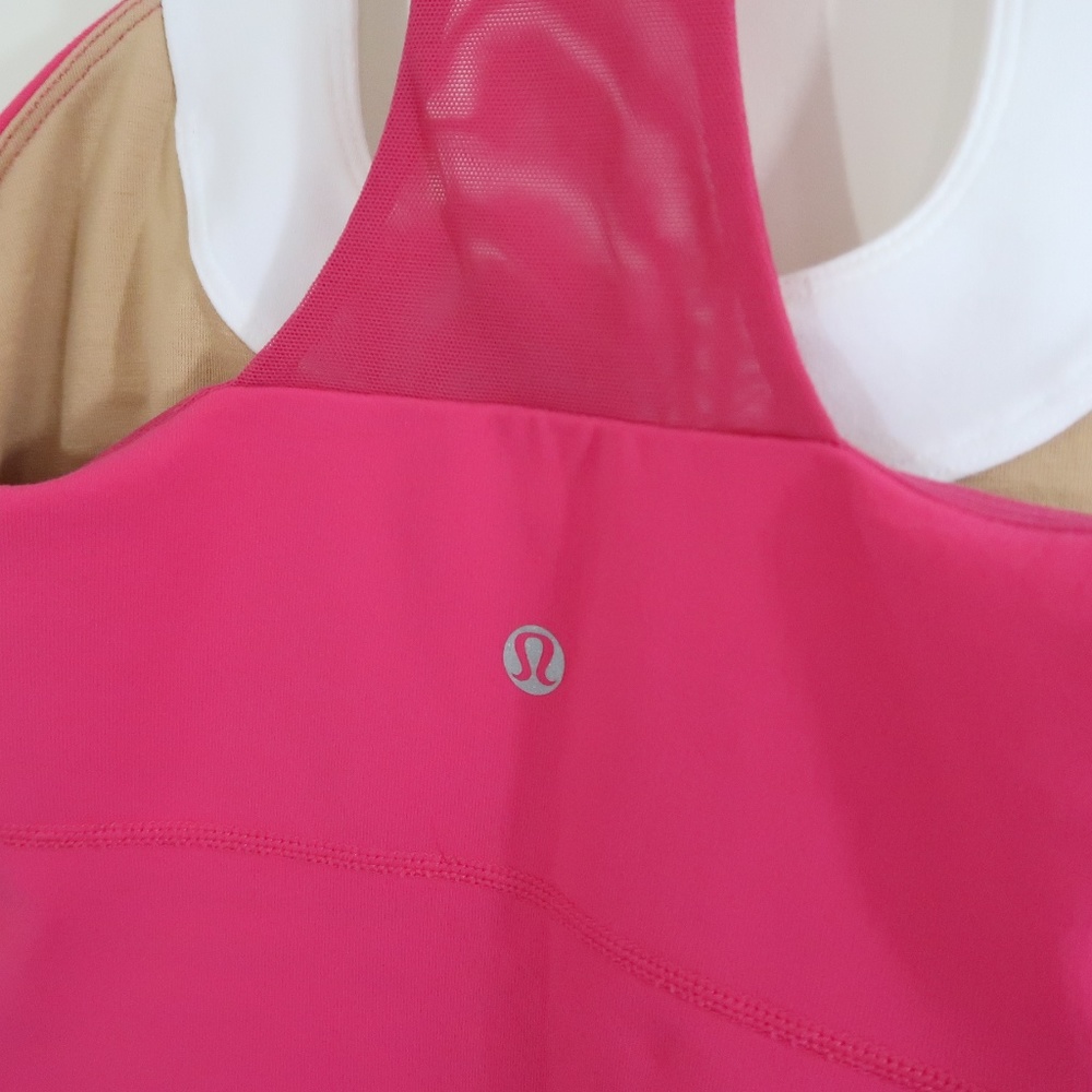 lululemon Scoop Neck Racerback Tank Pink White 6 - Picture 6 of 7
